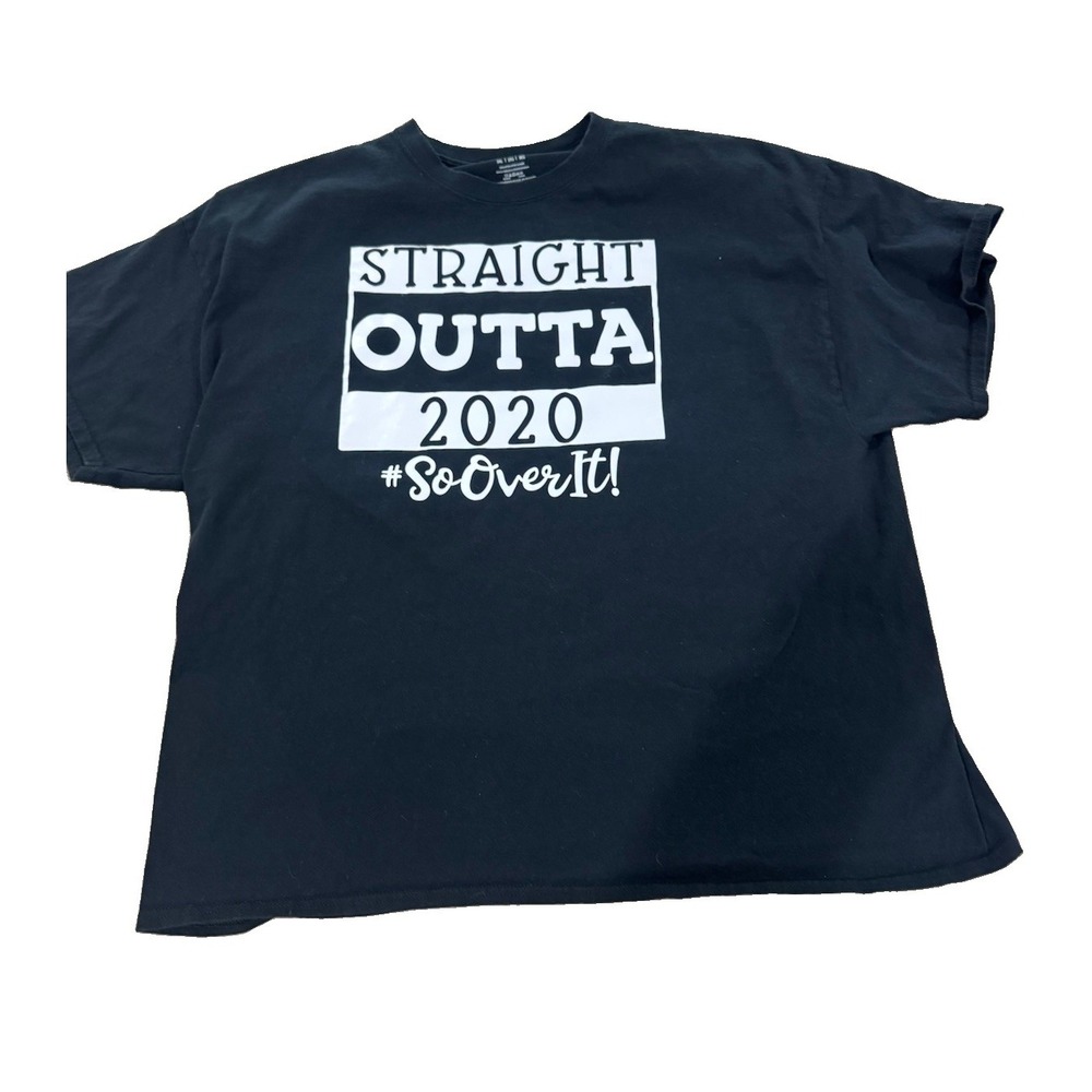 Gildan Mens 3XL Black Straight Outta 2020 So Over It Graphic T-Shirt